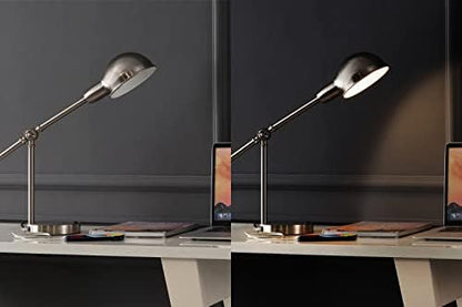 JONATHAN Y Curtis Task Lamp 20.25" Industrial Metal Adjustable USB, Nickel