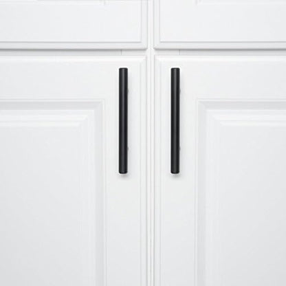 Amazon Basics Euro Bar Cabinet Handles, Drawer Pulls, 5.38-inch Length, 3-inch Hole Center, 1/2-inch Diameter, Matte Black, 10-Pack, AB1500-FB-10