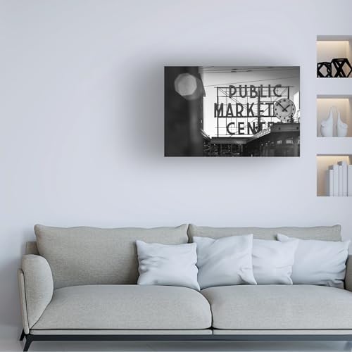 Wrapped Canvas Wall Art - Yale Gurney 'Pike Place Market' Wall Art for Living Room, Bedroom, or Office Décor - 16x24