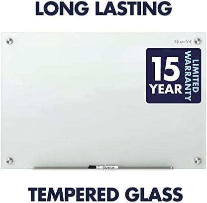 Quartet Magnetic Glass Dry Erase White Board, 48''W x 36''H Whiteboard, Infinity Frameless Mounting, White Surface (G4836W)