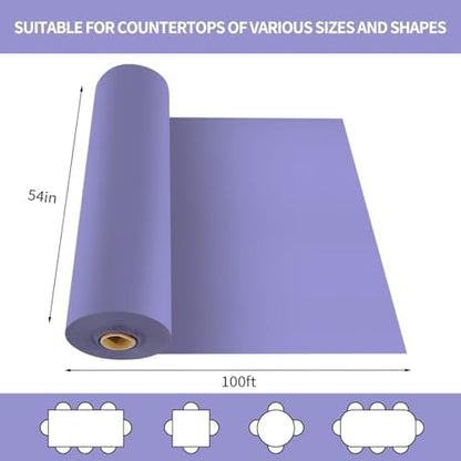 CXPSINC 54 Inch X 100 Feet Plastic Table Cover Roll Disposable Tablecloth with Slide Cutter for All Type/Shape Tables | Party, Banquet, Birthdays, Weddings(Purple, 100 Feet)