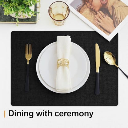 Homaxy Cloths Placemats for Dining Table Set of 6, 13" x 19", Black