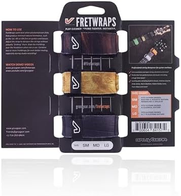 Gruv Gear Fret Wrap & Guitar Mute, Fretwrap for Acoustic, Electric & Bass | String Dampener Recording, Tapping & Practice Accessory (3 Pack, Small Wood Prints, Fits 4 String Bass, 6 String Guitar)