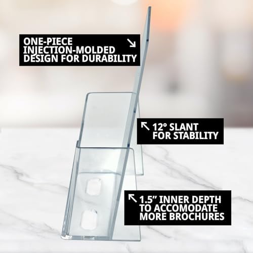 Azar Displays 252012-100PK Acrylic Trifold Brochure Holder Plastic Counter top Organizer 100-Pack, Clear