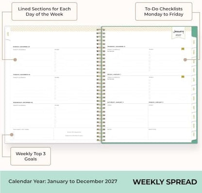 Blue Sky Day Designer 2027 Weekly & Monthly Planner, 8.5"x11", Peyton White