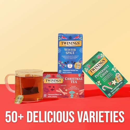Twinings Winter Spice Herbal Tea Individually Wrapped, 20 Count (Pack of 1), Camomile, Apple, Cinnamon, & Clove, Naturally Caffeine-Free, Enjoy Hot or Iced, 20 Teabags