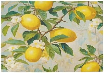 ALAZA Lemon Print Flower 1 PC Placemats Rectangle Table Mat for Dining Table Restaurant Kitchen Home Decor, 12" x 18"