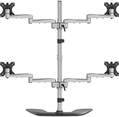 StarTech.com Desktop Quad Monitor Stand - Ergonomic VESA 4 Monitor Arm (2x2) up to 32" (17.6lb/8kg) - Free Standing Articulating Universal Pole Mount - Height Adjustable/Tilt/Swivel/Rotate (ARMQUADSS)