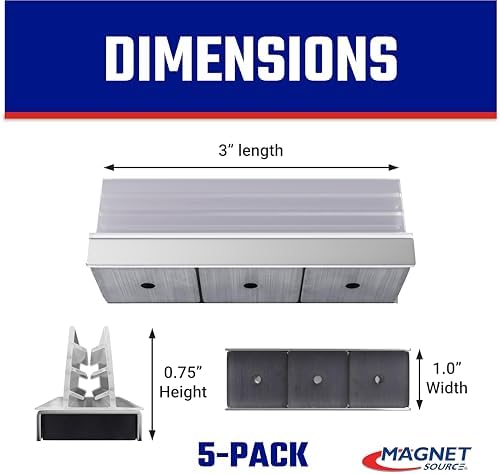 Master Magnetics Magnetic Sign Holder Pack - Magnetic Sign Holders for Door Frames, Metal Shelves, Whiteboards - Powerful Magnet - Retail EZ Grip Holder - 3" L x 1" W x 0.75" H - 5-Pack