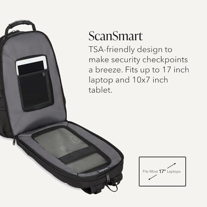 SWISSGEAR 1900 ScanSmart Laptop Backpack, Fits Most 17-Inch Laptops, TSA-Friendly Lay-Flat Design, RFID Protection, and Tablet Pocket, Black, 31L, 18.5-Inch