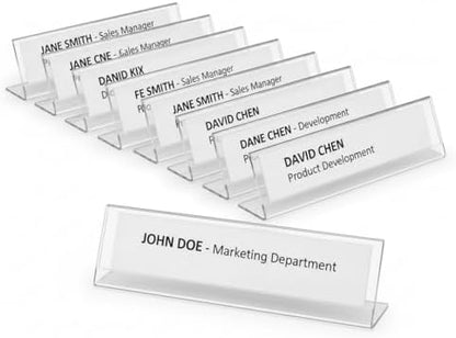 Azar 112703 8-Inch Width by 2-Inch Height Horizontal Name Plate Acrylic Sign Holder, 10 Count