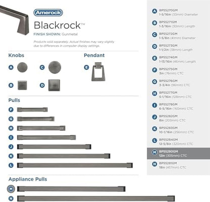 Amerock 12" Blackrock Gunmetal Appliance Pull