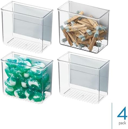iDesign Magnetic Small Clear Plastic Organizer Bins, 4-Pack