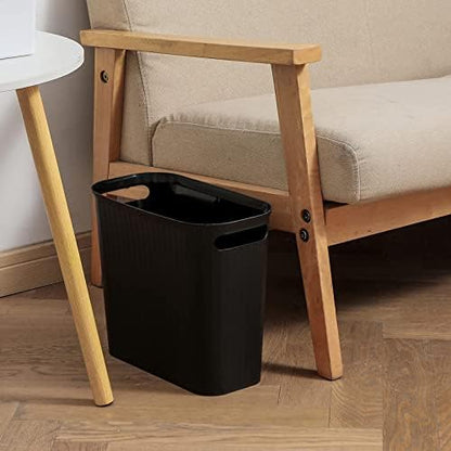 Small Bathroom Trash Can 3.5 Gallon Slim Plastic Garbage Can, Black