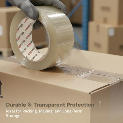 Clear Packing Tape Heavy Duty 48 Rolls, 1.7mil Thickness, Strong Adhesive for Shipping, Moving & Packaging, 1.88" Wide x 60 Yards Per Roll, Smooth Unroll, Clear Finish, Fits Standard Dispensers