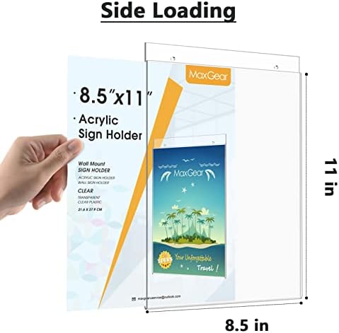 MaxGear Wall Mount Sign Holder, 8.5 x 11, Vertical, 6 Pack