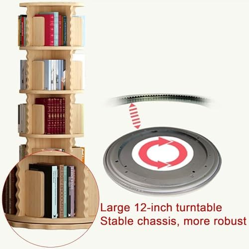 GAMAK Rotating Bookshelf Kids Bookshelf with Storage Small Bookshelf 360 Display 2-4 Tier Floor Standing Bookcase Used in Bedrooms Study Room (Size : Straight Edge, Color : Four)
