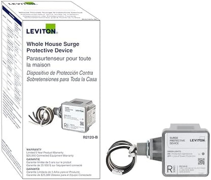 Leviton Type 1 Surge Protective Panel, Residential Home Surge Protection, 120/240 VAC, Split Phase, 36kA per Phase, R2120-B SPD (Pack of 3)
