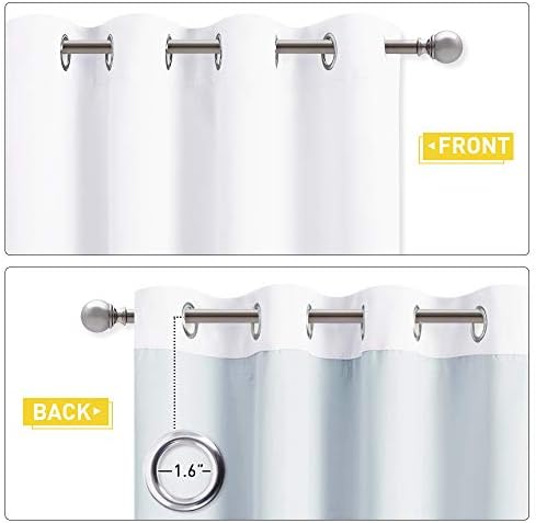 NICETOWN Sound Barrier 100% Blackout Divider Curtains 84", Noise, Heat and Cold Blocking Drapes with Felt Fabric Lining for Noise Reducing/Nursery/Daytime Sleep/Bedroom (White, 2 PCs, 52" Wide)