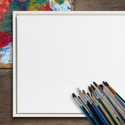 Kate and Laurel Sylvie Blank Framed Canvas Wall Art; 18x24 White Beaded; Vintage Modern Empty Canvas for Paint-Your-Own Art; Ready to Paint Premium Canvas Already Framed