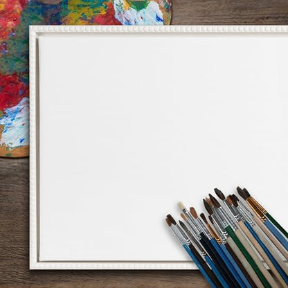 Kate and Laurel Sylvie Blank Framed Canvas Wall Art; 18x24 White Beaded; Vintage Modern Empty Canvas for Paint-Your-Own Art; Ready to Paint Premium Canvas Already Framed