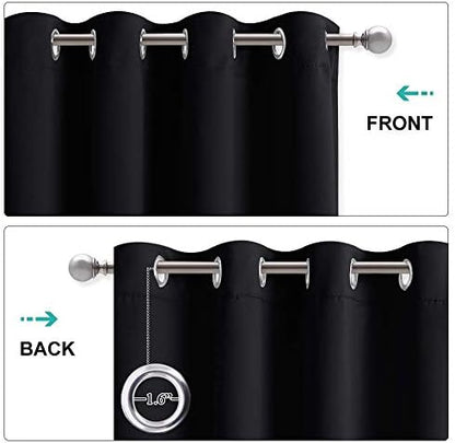 NICETOWN Neighbors Noise, Light & Thermal Blocking Blackout Curtains for Theater, Studio, Room Dividers Curtains, Thick & Heavy-Duty Drapes for Necessary Privacy (52" Wide x 102" Long, Black, 2 PCs)