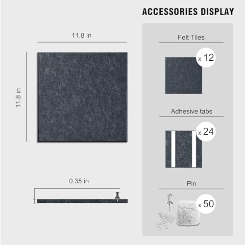 48"x36" Felt Corkboard Bulletin Board,TSJ OFFICE,12 Pack for Wall,Grey