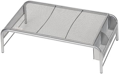 Mind Reader Monitor Stand, Ventilated Laptop Riser, Desktop Organizer, Side Storage, Metal Mesh, 20"L x 11.5"W x 5.5"H, Silver
