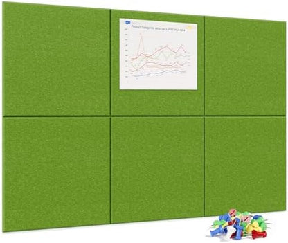 Neatsure Large Cork Board for Wall, 36" x 24" Bulletin Board with Pushpins, 6 Panels Felt Tiles Tack Push Pin Board for Office, Forest Green