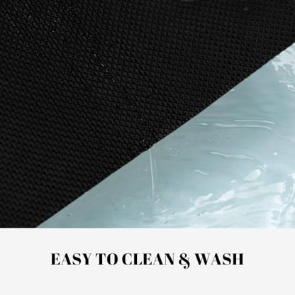 Placemats Set of 8 Vinyl/Plastic Woven Place Mats for Kitchen Table Indoor/Outdoor Washable Placemat Wipeable Dining Table Mats (Full Black,8)