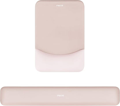 MOSISO Wrist Rest Support Mouse Pad & Keyboard Set, Apricot | Rectangular Ergonomic Mousepad, Non-Slip Base, Home/Office Pain Relief & Easy Typing, Neoprene Cloth & Raised Silicone Lining