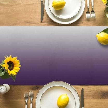 Purple Gray Gradient Table Runner Dresser Scarf 13 x 60 Inch Modern Ombre Minimalist Table Runners Non-Slip Heat Resistant Kitchen Dining Table Decor for Home Holidays Indoor Outdoor
