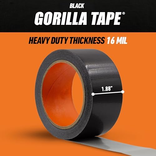 GORILLA Heavy Duty Duct Tape, Weatherproof, Black, 1.88" x 35 yd, 2-Pack
