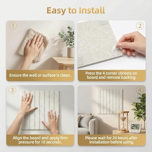 AHEONLAR Felt Bulletin Board 48" x 36", Cork Boards for Walls, 12 Pack Bulletin Board Large Cork Board for Office, Felt Boards with 70 Safe Removable Adhesive Tabs Wall Decor for Home(White)