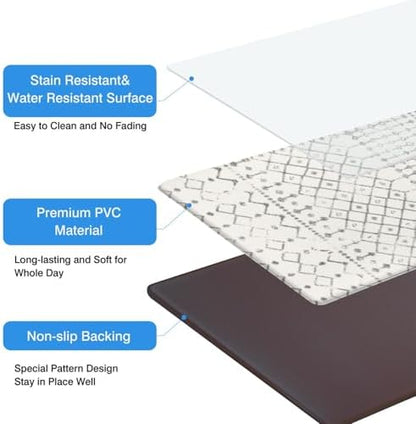 Boho Cushioned Anti Fatigue Mats for Kitchen Floor,Modern Farmhouse Moroccan Non-Slip Water Resistant Runner Comfort Foam Standing Rugs Non Skid for Home Sink,Office,Laundry 17"x47"+17"x30"
