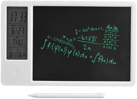 LCD Doodle Board 10 Inch Erasable Writing Pad with Digital Clock for Kids and Adults (White)