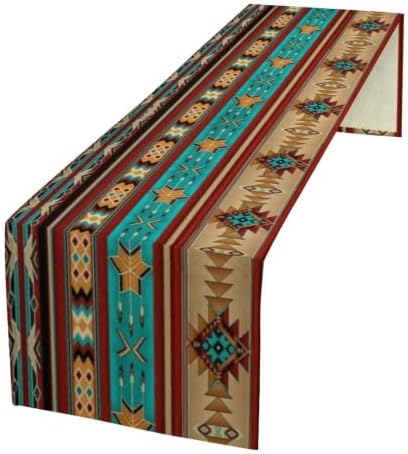 Aztec Table Runner,Ethnic Style Design Geometric Table Runners Dresser Scarves Table Setting Decor for Garden Farmhouse Wedding Party Holiday Dinner Home 13x120 Inch