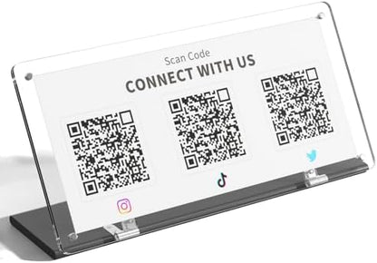 HIIMIEI Acrylic QR Code Stand: Foldable Slant Back Sign Holder - Clear Magnetic Paper Display Standing for Office Store Studios