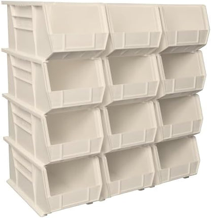 Akro-Mils 30240 AkroBins Plastic Storage Bins, 15"x8"x7", Stone, 12-Pack