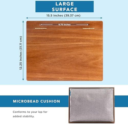 LAPGEAR Schoolhouse Lap Desk - Natural Acacia Wood, Built-in Storage