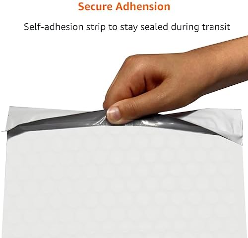 Amazon Basics Poly Bubble Self-Seal Mailers, Tear and Water Resistant Shipping Bags, 6" x 10", White/Grey, 50-Pack