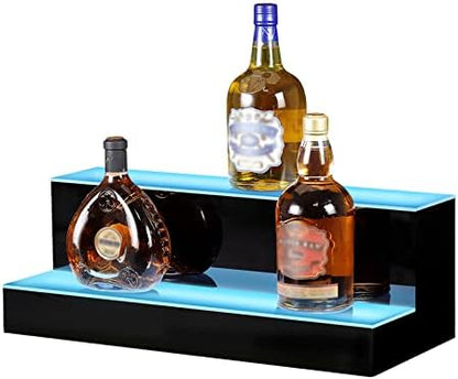 MESAlLUP Acrylic 20 Inch 2 Tier LED Liquor Bottle Display Shelf, Lighted Bar Shelves with APP or Remote Control, Mulit Color Lighting for Home Mini Bars Decor, Restaurants & Party Use