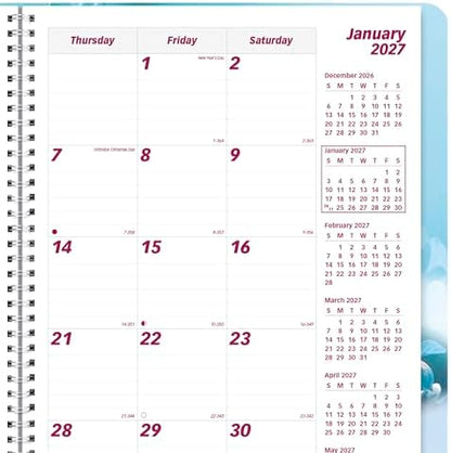 Brownline® 2027 Essential Monthly Planner, 14 Months, December 2026 to January 2028, Twin-Wire Binding, 11" x 8.5", Nature - Cherry Blossoms (CB1262G.03)