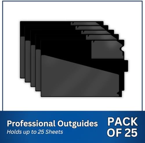 Doctor Stuff - Center Tab Vinyl Outguides, Diagonal Cut Front Pocket, Top Charge Out Slip Pocket, Plastic File Folder, Letter Size 9" x 13-1/4", Black, 25/Box