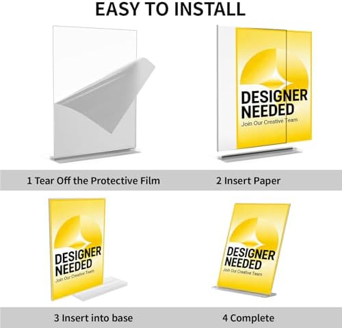 5x7 Acrylic Sign Holder for Table Top, Poster Holder, QR Code Stand Sign Holder(3pack)