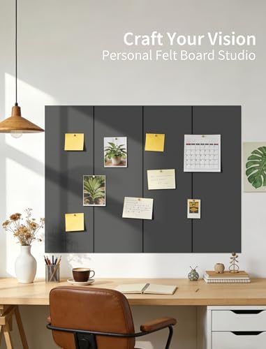 48" x 36" Cork Board Alternative, 12 Pack Felt Bulletin Board Tiles with 30 Adhesive Tabs Wall Push Pin Board for Office Classroom Bedroom Decor
