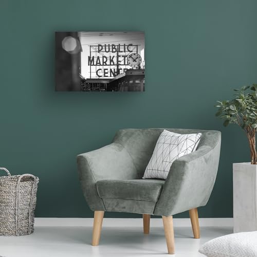 Wrapped Canvas Wall Art - Yale Gurney 'Pike Place Market' Wall Art for Living Room, Bedroom, or Office Décor - 16x24