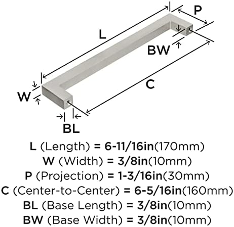 Amerock | Cabinet Pull | Satin Nickel | 6-5/16 inch (160 mm) Center to Center | Monument | 2 Pack | Drawer Pull | Drawer Handle | Cabinet Hardware