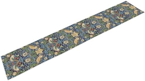 William Morris Floral Table Runner,Flowers Botanical Printed Table Runner for Home Kitchen Dining Table Decoration,13x60 Inch Strawberry Thief
