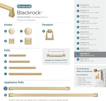 Amerock 12" Blackrock Champagne Bronze Appliance Pull